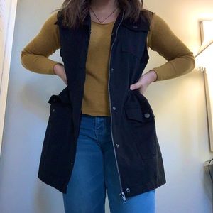 a new day Black Sleeveless Jacket Vest